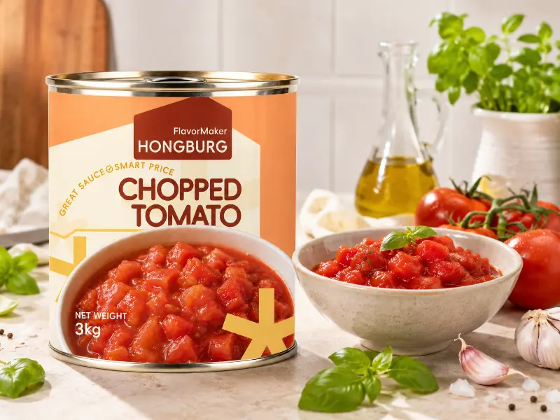 Klassiset säilötyt pilkotut tomaatit