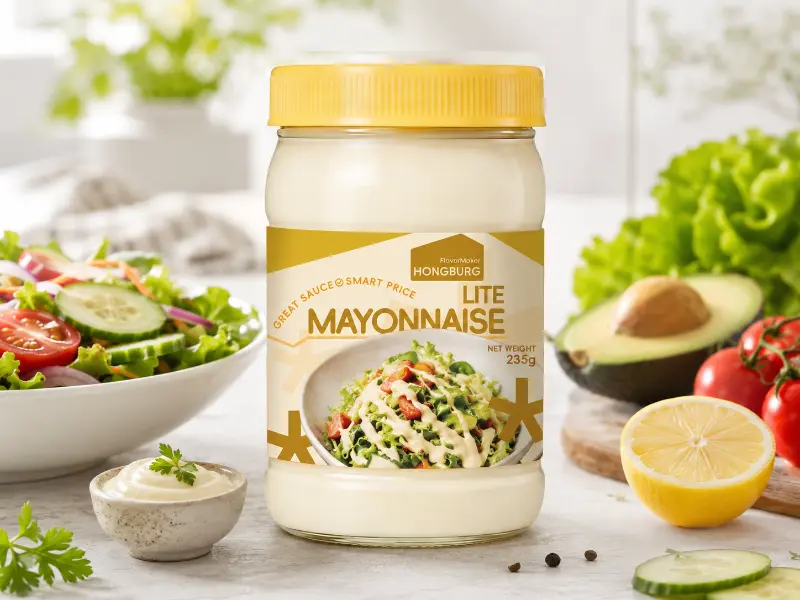 Kevyt majoneesi lasipullossa